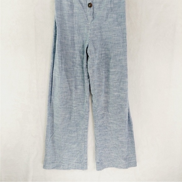 Japna Wide Leg Open Back Sleeveless Cotton Blue White Striped Jumpsuit, Size M - Picture 13 of 16